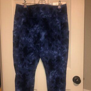 Members Mark navy tie-dye Everyday full-length‎ legging with pockets size XXL